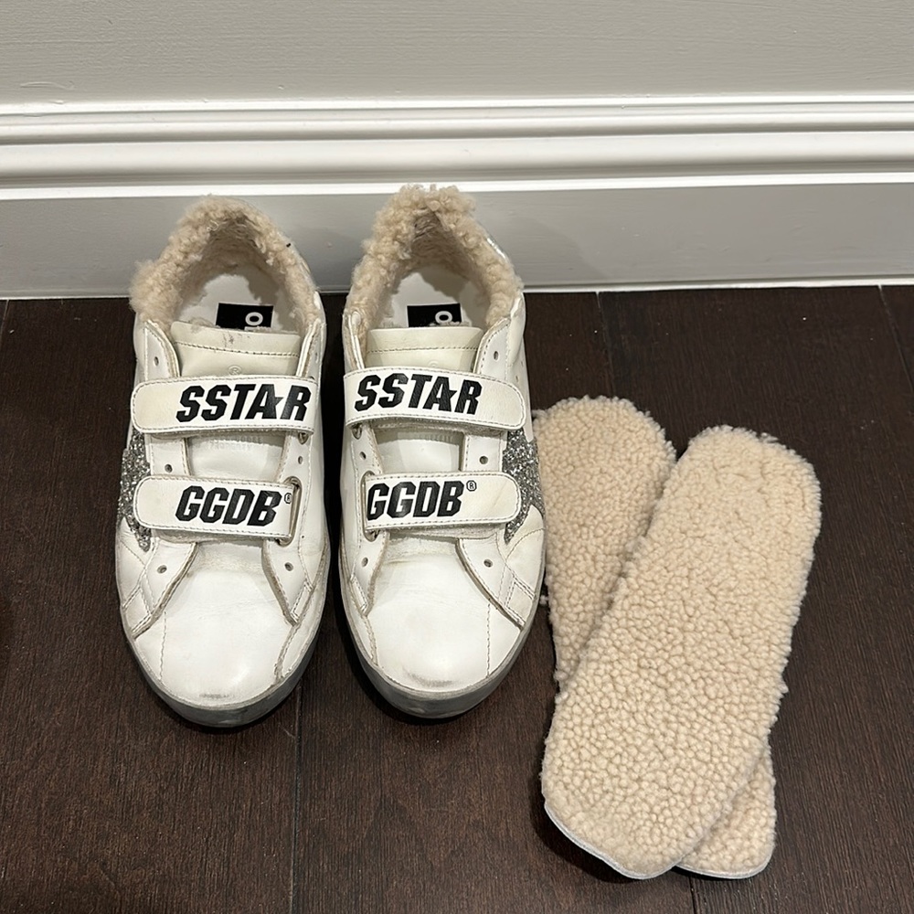 Golden goose fur velcro sneakers
